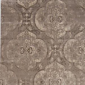 Homeroots 5' X 8' Brown And Ivory Ikat Power Loom Area Rug Gray Viscose 565667