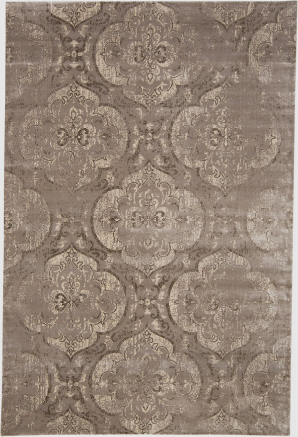 Homeroots 5' X 8' Brown And Ivory Ikat Power Loom Area Rug Gray Viscose 565667