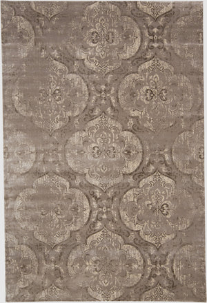 Homeroots 7' X 10' Brown And Ivory Ikat Power Loom Area Rug Taupe Viscose 565669