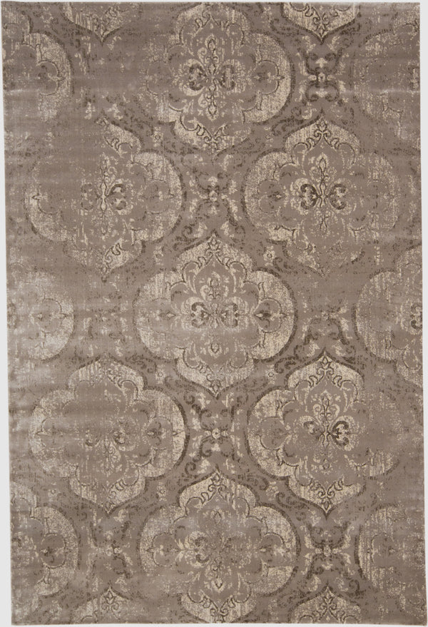 Homeroots 7' X 10' Brown And Ivory Ikat Power Loom Area Rug Taupe Viscose 565669