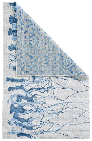 HomeRoots 7' Abstract Hand-Tufted Area Rug in Ivory - Modern Artistry, Soft Comfort for Stylish Spaces Blue 565670