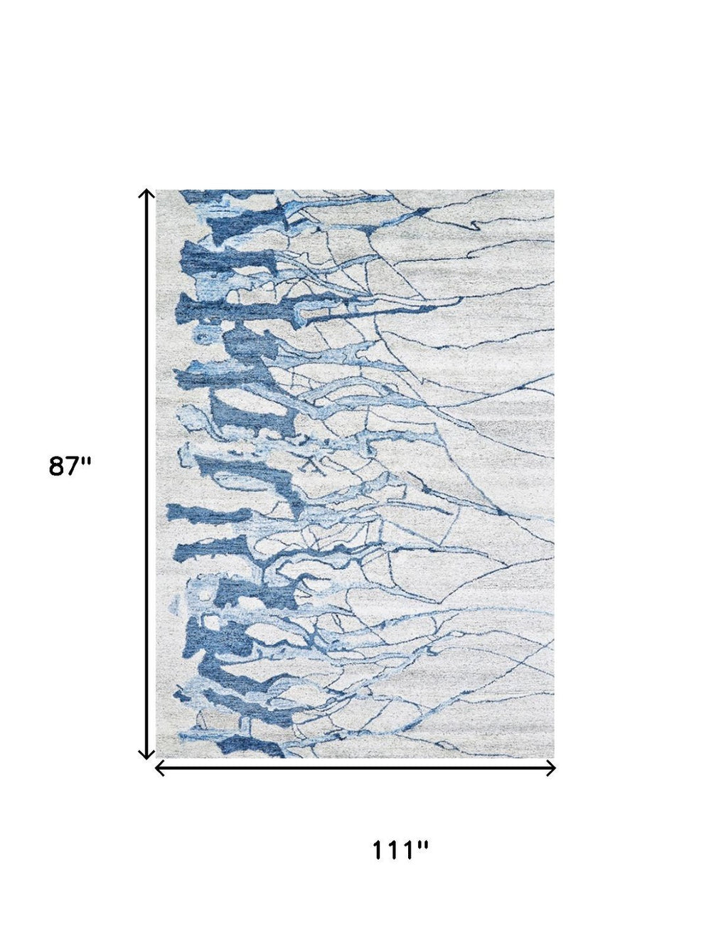 HomeRoots 7' Abstract Hand-Tufted Area Rug in Ivory - Modern Artistry, Soft Comfort for Stylish Spaces Blue 565670