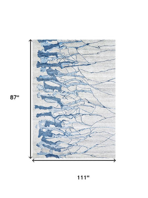 HomeRoots 7' Abstract Hand-Tufted Area Rug in Ivory - Modern Artistry, Soft Comfort for Stylish Spaces Blue 565670