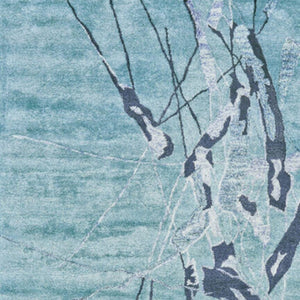 HomeRoots 5' Contemporary Hand-Tufted Area Rug in Blue and Gray Abstract Design for Modern Spaces 5' X 8' 565671
