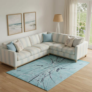 HomeRoots 5' Contemporary Hand-Tufted Area Rug in Blue and Gray Abstract Design for Modern Spaces 8' X 11' 565672