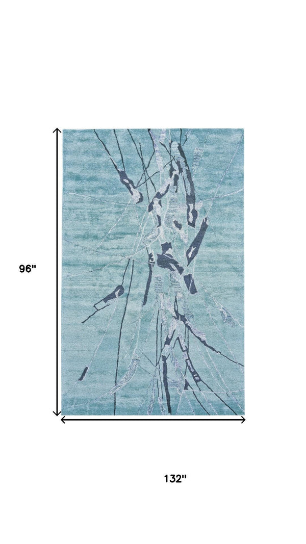 HomeRoots 5' Contemporary Hand-Tufted Area Rug in Blue and Gray Abstract Design for Modern Spaces 8' X 11' 565672