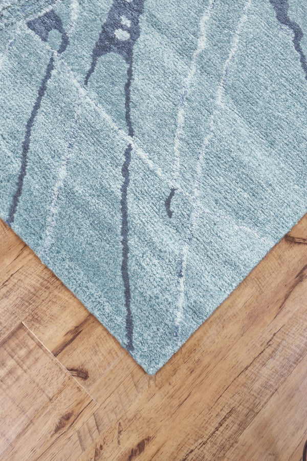 HomeRoots 5' Contemporary Hand-Tufted Area Rug in Blue and Gray Abstract Design for Modern Spaces 8' X 11' 565672