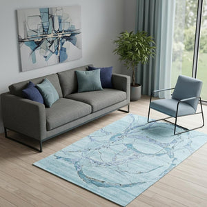 HomeRoots 5' X 8' Abstract Hand-Tufted Area Rug for a Modern Touch and Cozy Comfort in Any Living Space Blue 565673