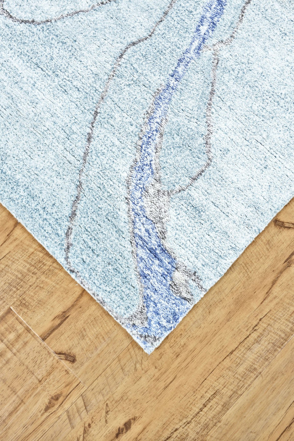 HomeRoots 5' X 8' Abstract Hand-Tufted Area Rug for a Modern Touch and Cozy Comfort in Any Living Space Blue 565673