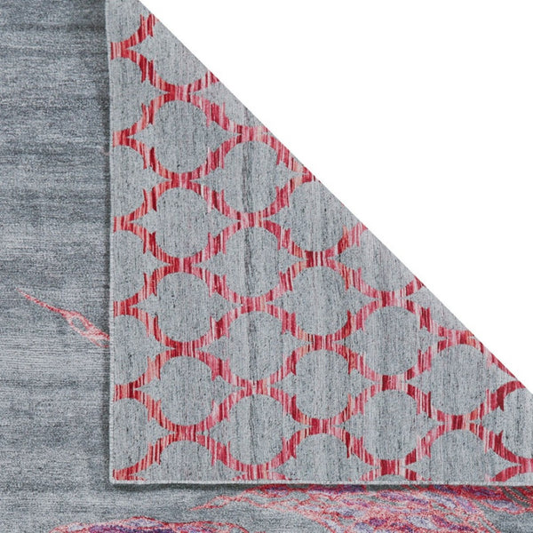 HomeRoots 5' Modern Abstract Red and Gray Hand-Tufted Area Rug - Plush Cut Pile for Stylish Living Spaces 5' X 8' 565674