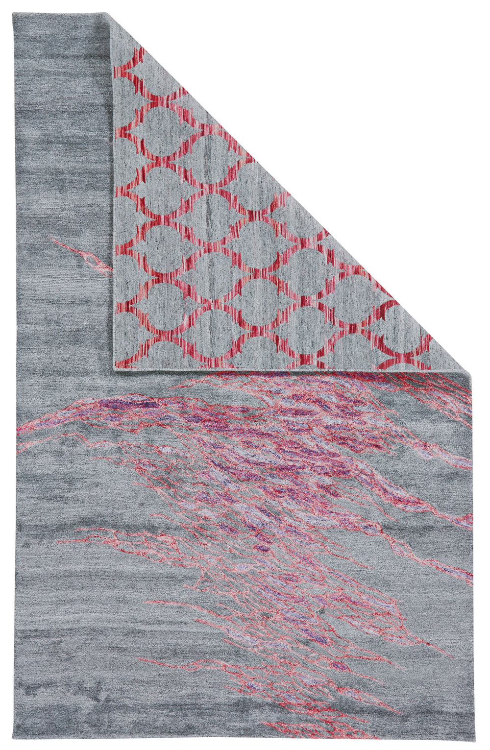 Homeroots 5' X 8' Red And Gray Abstract Hand Tufted Area Rug Red Viscose 565674