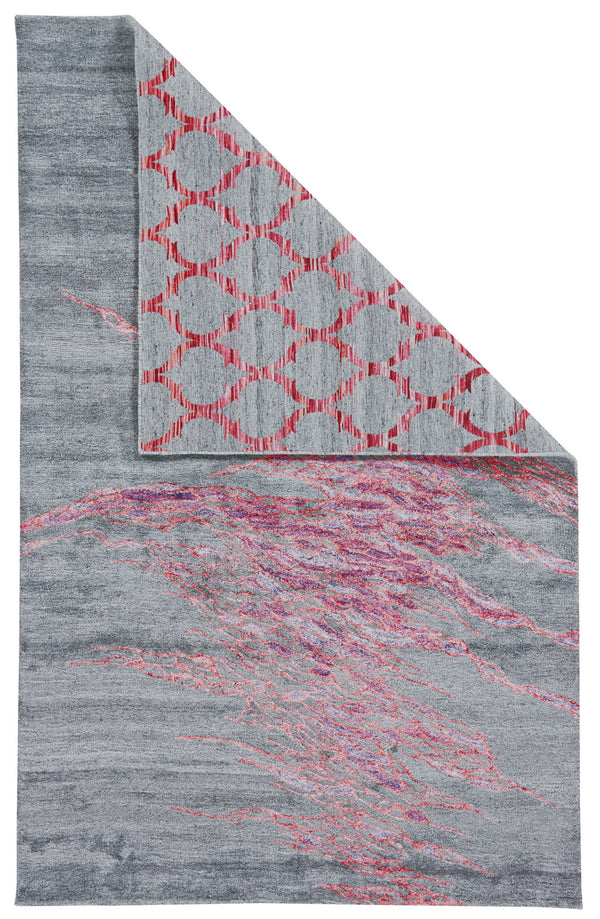 Homeroots 5' X 8' Red And Gray Abstract Hand Tufted Area Rug Red Viscose 565674