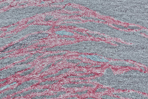 Homeroots 7' X 9' Red And Gray Abstract Hand Tufted Area Rug Red Viscose 565675