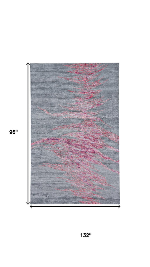 HomeRoots 5' Modern Abstract Red and Gray Hand-Tufted Area Rug - Plush Cut Pile for Stylish Living Spaces 8' X 11' 565676