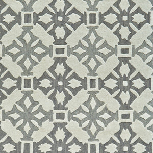 HomeRoots 5' X 8' Hand-Tufted Wool Area Rug with Modern Ivory Geometric Design for Comfort and Durability Gray 565677