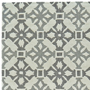 HomeRoots 5' X 8' Hand-Tufted Wool Area Rug with Modern Ivory Geometric Design for Comfort and Durability Gray 565677