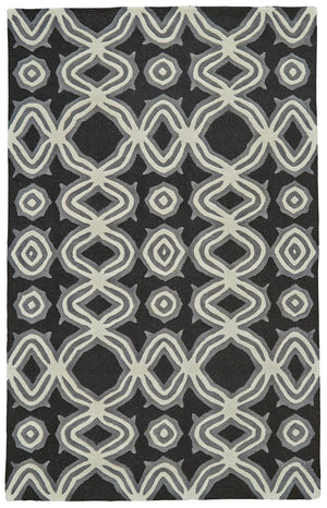 Homeroots 5' X 8' Black Gray And Ivory Wool Abstract Hand Tufted Area Rug Black Wool 565678