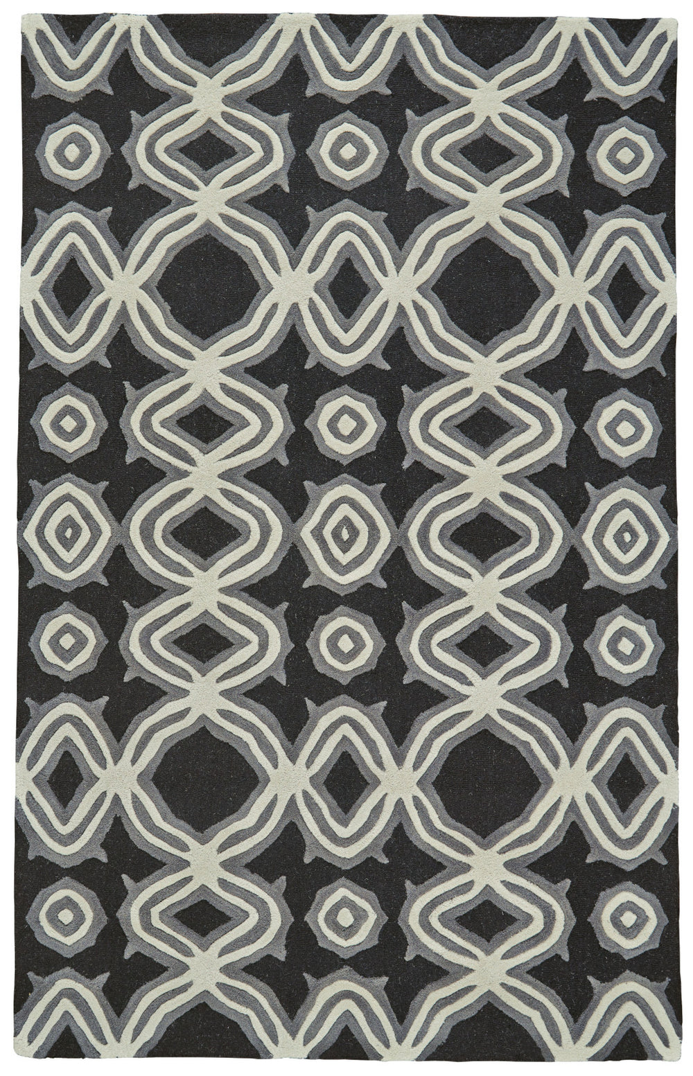 Homeroots 5' X 8' Black Gray And Ivory Wool Abstract Hand Tufted Area Rug Black Wool 565678