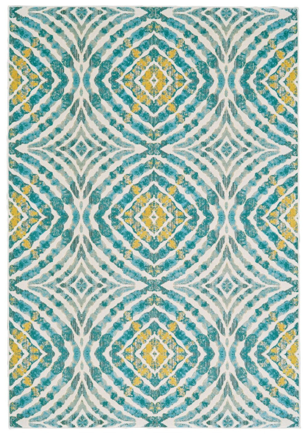 HomeRoots 10' Blue Ivory and Yellow Abstract Power Loom Area Rug - Stylish, Stain-Resistant, Easy Care Design 10' X 14' 565685