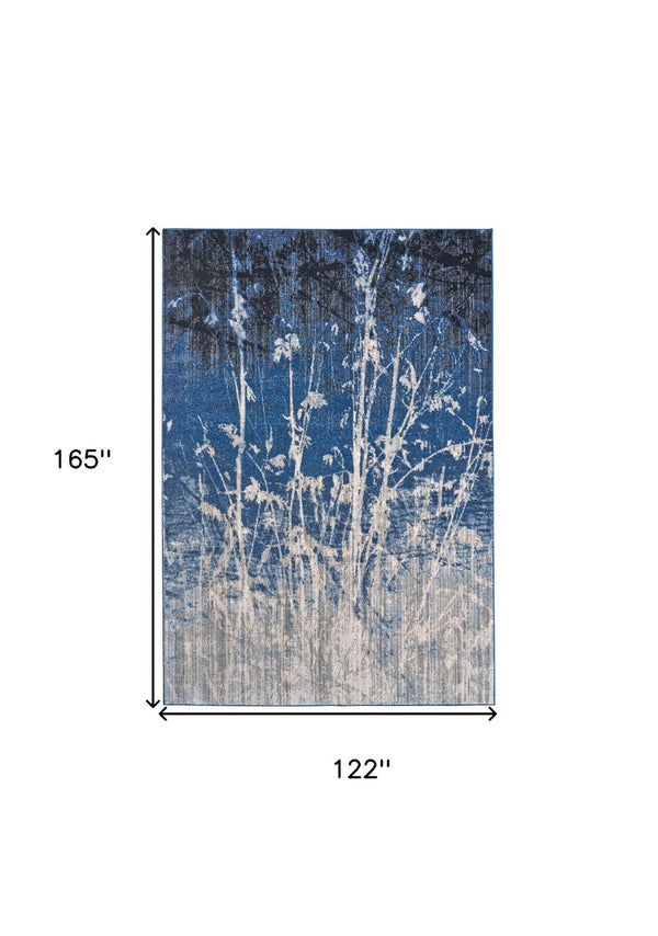 HomeRoots 10' Contemporary Abstract Area Rug in Gray, Black, and Blue – Durable, Stain-Resistant Design for Homes 10' X 14' 565692
