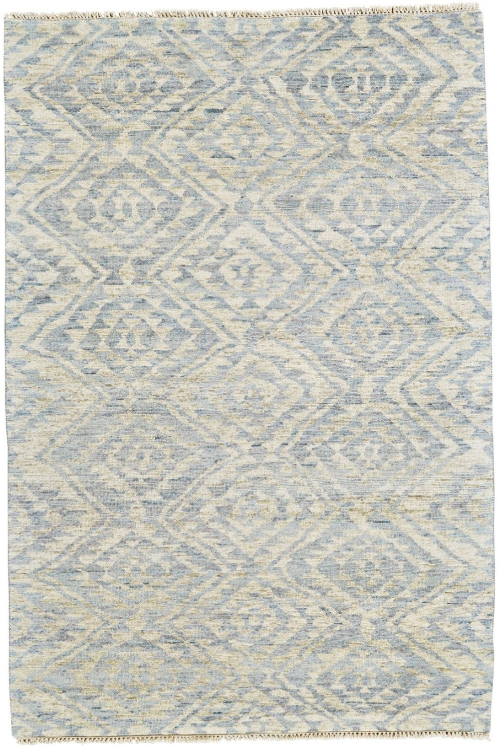 HomeRoots 6' Gray and Ivory Hand-Knotted Wool Southwestern Area Rug - Timeless, Durable, and Stylish Décor 6' X 9' 565694