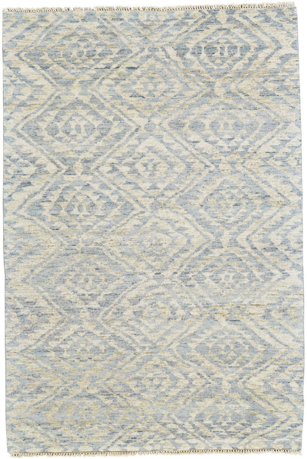 HomeRoots 6' Gray and Ivory Hand-Knotted Wool Southwestern Area Rug - Timeless, Durable, and Stylish Décor 6' X 9' 565694