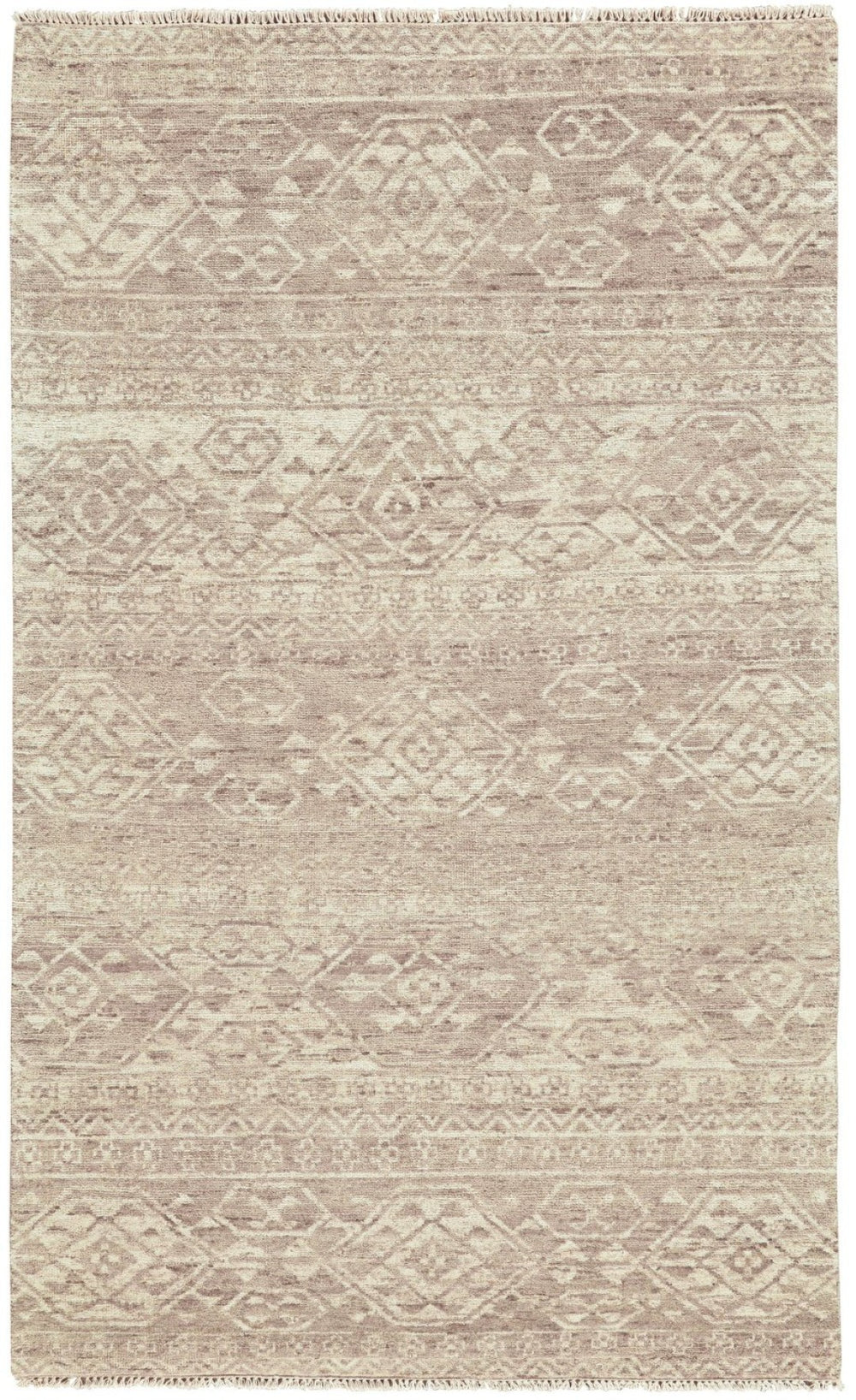 HomeRoots 6' Hand-Knotted Wool Southwestern Area Rug – Earthy Brown & Tan Geometric Design for Any Room 6' X 9' 565696