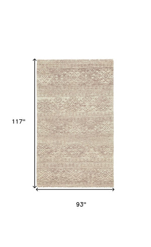 HomeRoots 6' Hand-Knotted Wool Southwestern Area Rug – Earthy Brown & Tan Geometric Design for Any Room 8' X 10' 565697