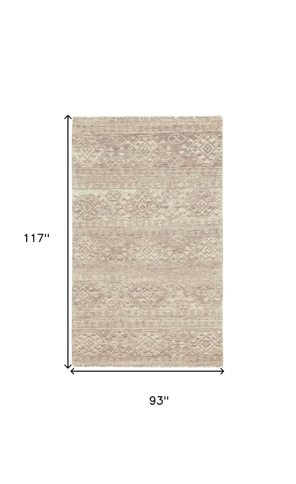 HomeRoots 6' Hand-Knotted Wool Southwestern Area Rug – Earthy Brown & Tan Geometric Design for Any Room 8' X 10' 565697