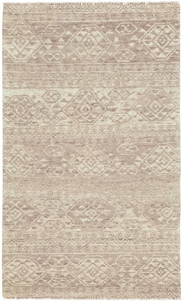 HomeRoots 6' Hand-Knotted Wool Southwestern Area Rug – Earthy Brown & Tan Geometric Design for Any Room 8' X 10' 565697