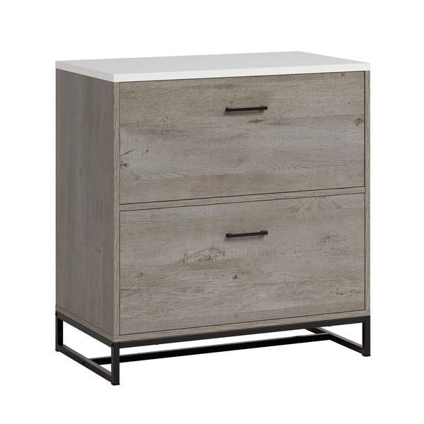 English Elm Lateral File with Oak & White Accents, Two Full-Extension Drawers, Safety Interlock, Compact Durable Design B356P367981