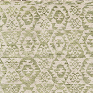 HomeRoots 6' Hand-Knotted Wool Southwestern Area Rug in Green and Ivory - Durable, Stylish, Family-Friendly Decor 6' X 9' 565698