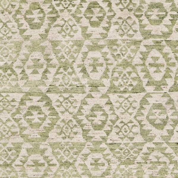 HomeRoots 6' Hand-Knotted Wool Southwestern Area Rug in Green and Ivory - Durable, Stylish, Family-Friendly Decor 8' X 10' 565699