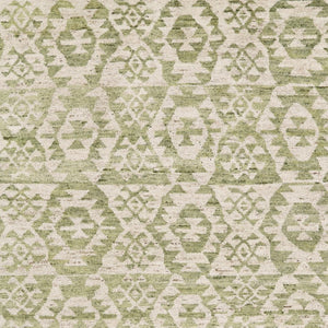 HomeRoots 6' Hand-Knotted Wool Southwestern Area Rug in Green and Ivory - Durable, Stylish, Family-Friendly Decor 8' X 10' 565699