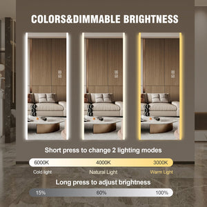 English Elm 65*21In Led Mirror Full Length - Frameless Wall-Mounted Lighted Design With Three-Color Illumination W2709P268898