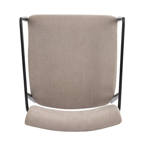 English Elm Nora Upholstered Dining Arm Chair with Black Metal Legs Mid-century Modern Style N776P272040D