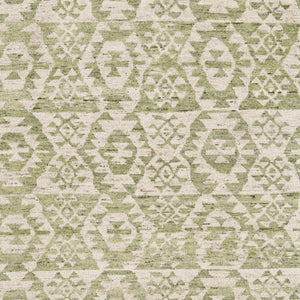 HomeRoots 6' Hand-Knotted Wool Southwestern Area Rug in Green and Ivory - Durable, Stylish, Family-Friendly Decor 8' X 12' 565700