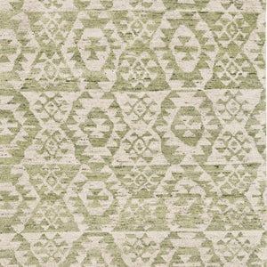 HomeRoots 6' Hand-Knotted Wool Southwestern Area Rug in Green and Ivory - Durable, Stylish, Family-Friendly Decor 8' X 12' 565700
