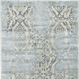 Homeroots 5' X 8' Blue Gray And Green Floral Power Loom Worn Faded Area Rug Blue Polypropylene 565702