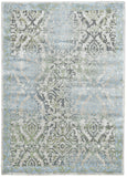 Homeroots 7' X 10' Blue Gray And Green Floral Power Loom Worn Faded Area Rug Blue Polypropylene 565703