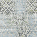 Homeroots 7' X 10' Blue Gray And Green Floral Power Loom Worn Faded Area Rug Blue Polypropylene 565703