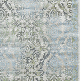 Homeroots 8' X 11' Blue Gray And Green Floral Power Loom Worn Faded Area Rug Blue Polypropylene 565704