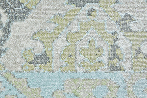 Homeroots 8' X 11' Blue Gray And Green Floral Power Loom Worn Faded Area Rug Blue Polypropylene 565704