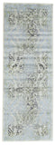 Homeroots 8' Blue Gray And Green Floral Power Loom Worn Faded Runner Rug Blue Polypropylene 565706