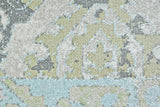 Homeroots 8' Blue Gray And Green Floral Power Loom Worn Faded Runner Rug Blue Polypropylene 565706