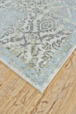 Homeroots 8' Blue Gray And Green Floral Power Loom Worn Faded Runner Rug Blue Polypropylene 565706