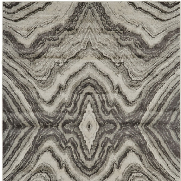 HomeRoots 7' Abstract Area Rug in Ivory, Gray, and Tan - Durable Power Loom Design for Modern Spaces 7' X 10' 565722