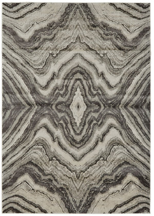 HomeRoots 7' Abstract Area Rug in Ivory, Gray, and Tan - Durable Power Loom Design for Modern Spaces 7' X 10' 565722