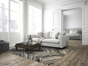 HomeRoots 7' Abstract Area Rug in Ivory, Gray, and Tan - Durable Power Loom Design for Modern Spaces 7' X 10' 565722