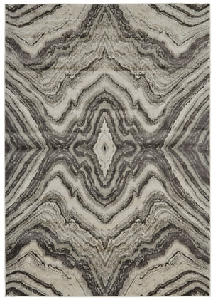 HomeRoots 7' Abstract Area Rug in Ivory, Gray, and Tan - Durable Power Loom Design for Modern Spaces 7' X 10' 565722